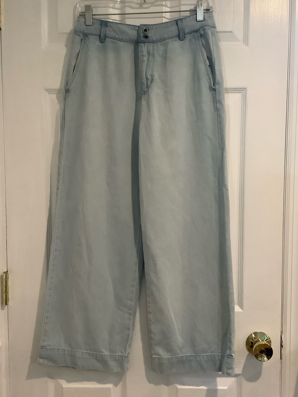 BELLA DAHL Light Blue Cotton/Tencel Soft Lightweight Baggy Wide Leg Jeans 27